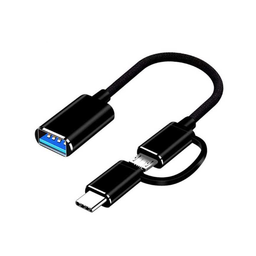 Riff OTG - Type-C + Micro USB Melns