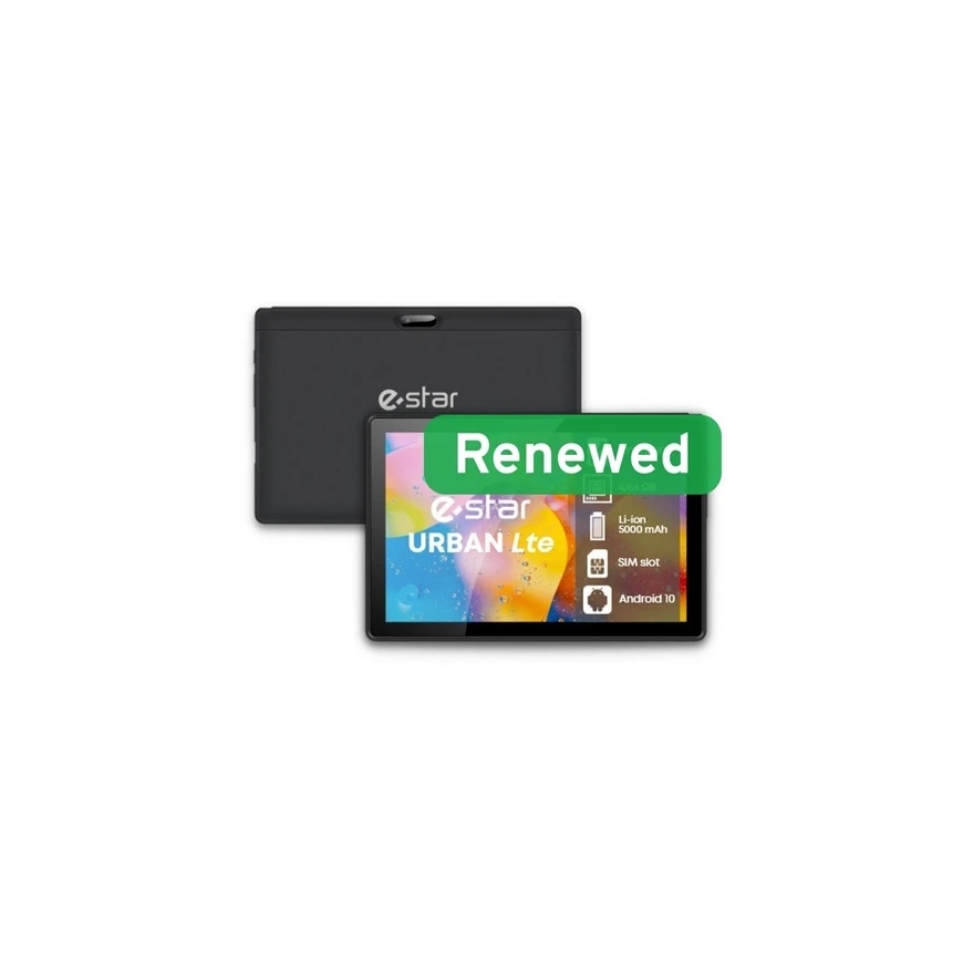 ESTAR Renewed Grade A | 10.1 URBAN Tabletti 4GB | Musta | 64 GB | Android