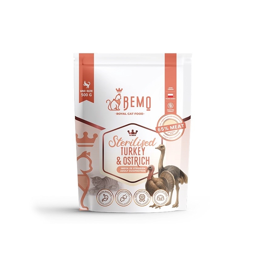 BEMO Cat Sterilised Turkey & Ostrich - dry cat food - 500g