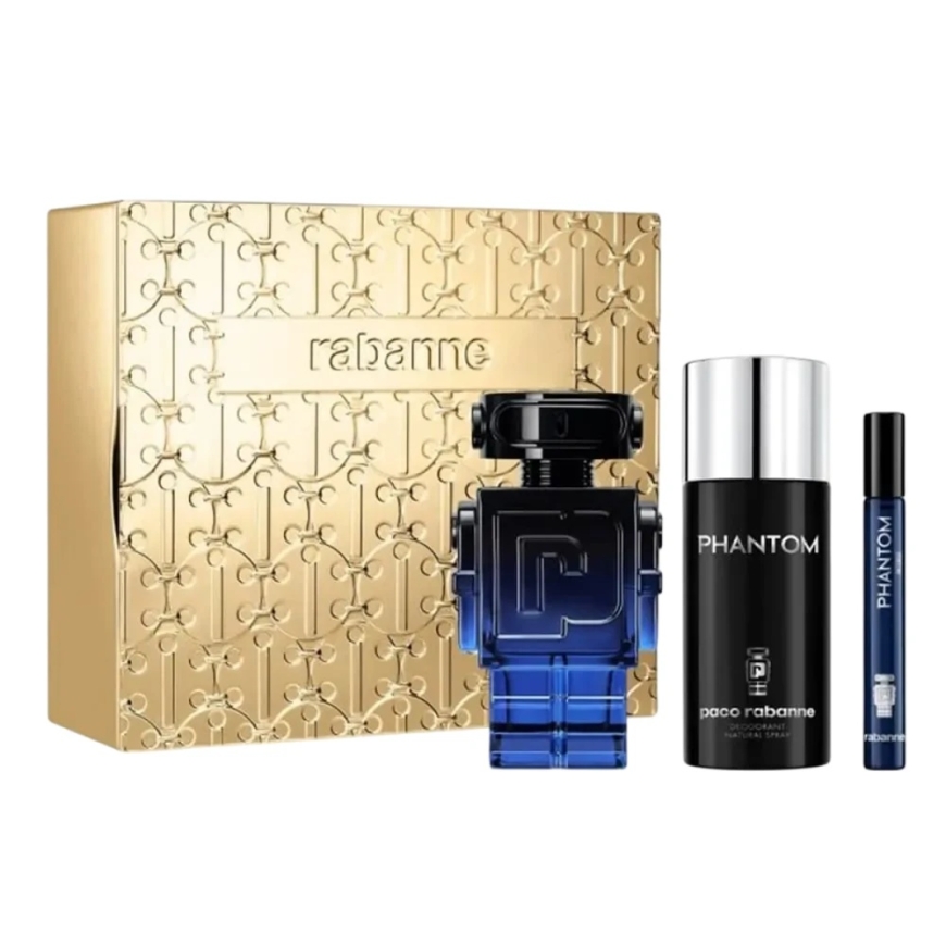 Paco Rabanne Phantom Intense meestele mõeldud kinkekomplekt (EDP, 100 ml + EDP, 10 ml + sprei deodorant, 150 ml)