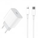 DCO IP12 20W PD Type-C Plug Fast Charger for iPhone 12 Mini Pro Max with Lightning Cable White A1692 Blister