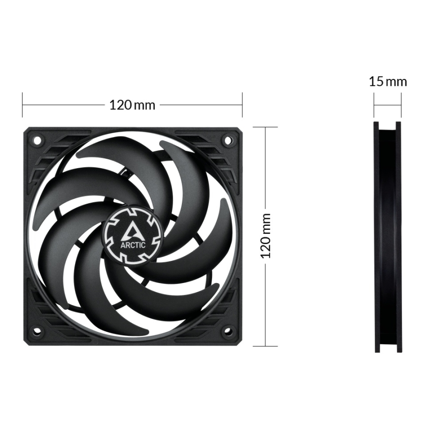ARCTIC P12 Slim PWM PST Datora korpusam Ventilators 12 cm Melns 1 pcs – 3
