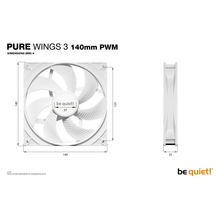 be quiet! Pure Wings 3 140mm PWM White Tietokonekotelo Tuuletin 14 cm Valkoinen 1 kpl – 5