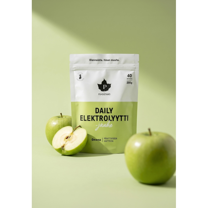 Puhdistamo Daily elektrolyyttijauhe, omena 200 g – 3