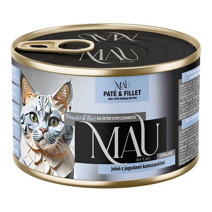 MAU pate ja filee steriliseeritud hirve liha haskap marjadega - märg kassitoit - 185g