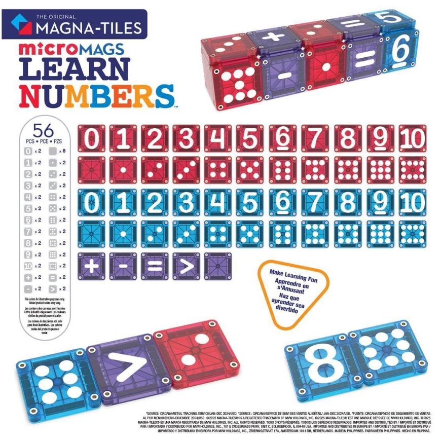 MAGNA-TILES microMAGS opettele numeroita magneettirakennussarja, 56 osaa – 4