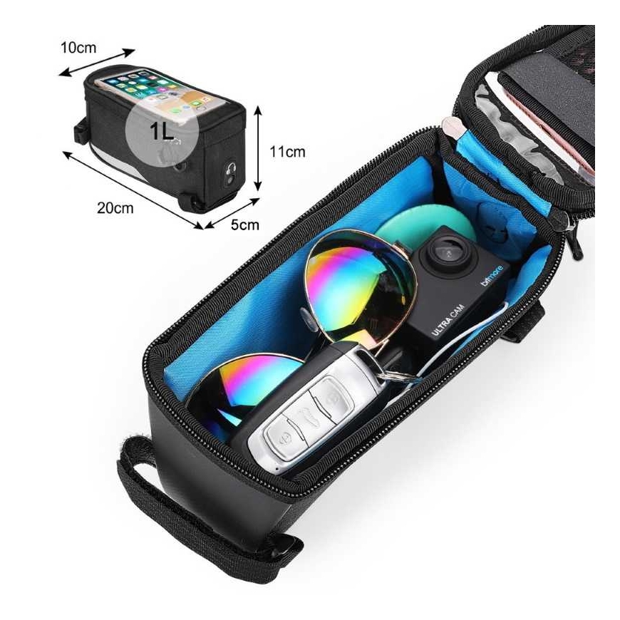 Wozy 6BK Waterproof Bicycle Front Frame with Phone holder 6.5'''' 1L – 4