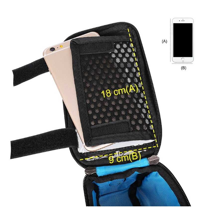 Wozy 6BK Ūdensizturīgs velosipēda priekšējais rāmītis ar tālruņa turētāju 6.5'''' 1L – 5