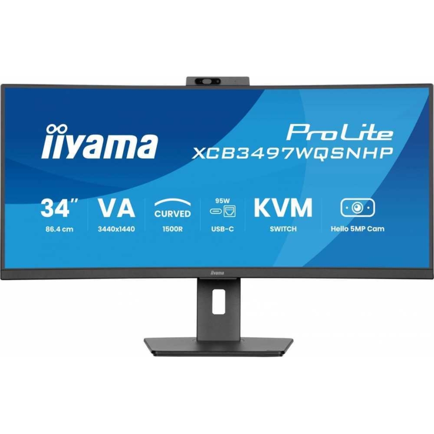 monitors „iiyama ProLite XCB3497WQSNPH-B1“ – 120 Hz | UWQHD | 34 collas | VA | 0,4 ms + „Norton Small Business"