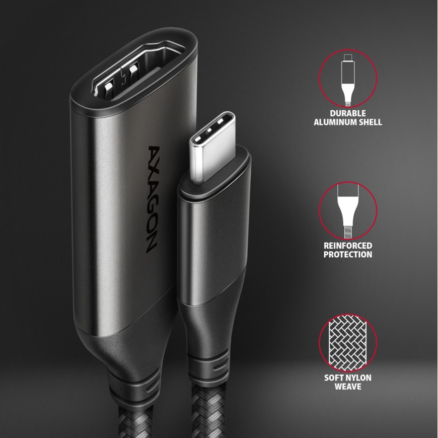 Axagon RVC-HI2M video kabeļu aksesuārs 0,25 m USB Veids-C HDMI Melns – 3