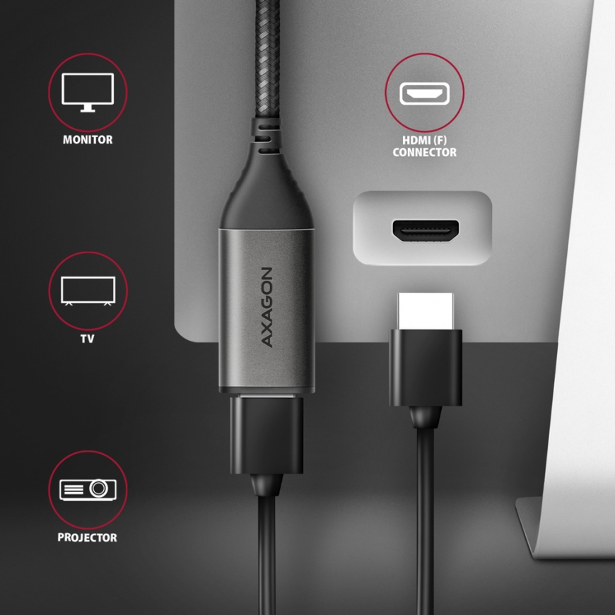 Axagon RVC-HI2M video kabeļu aksesuārs 0,25 m USB Veids-C HDMI Melns – 4