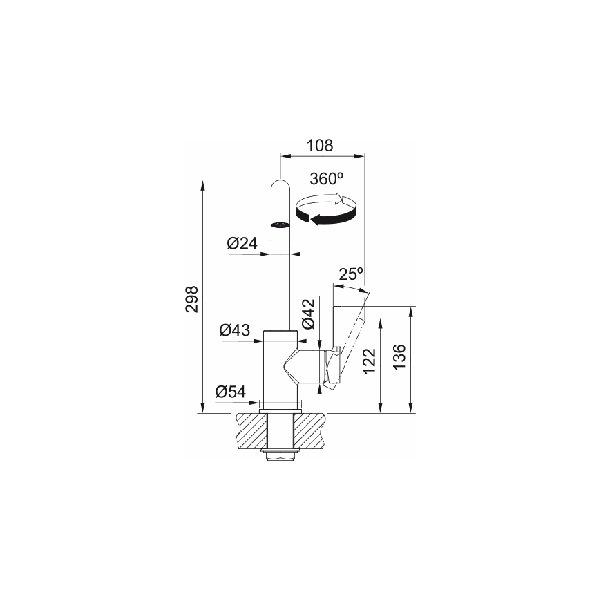 Franke Tap Lina U Swivel side HP Matte Black 115.0728.474 – 3