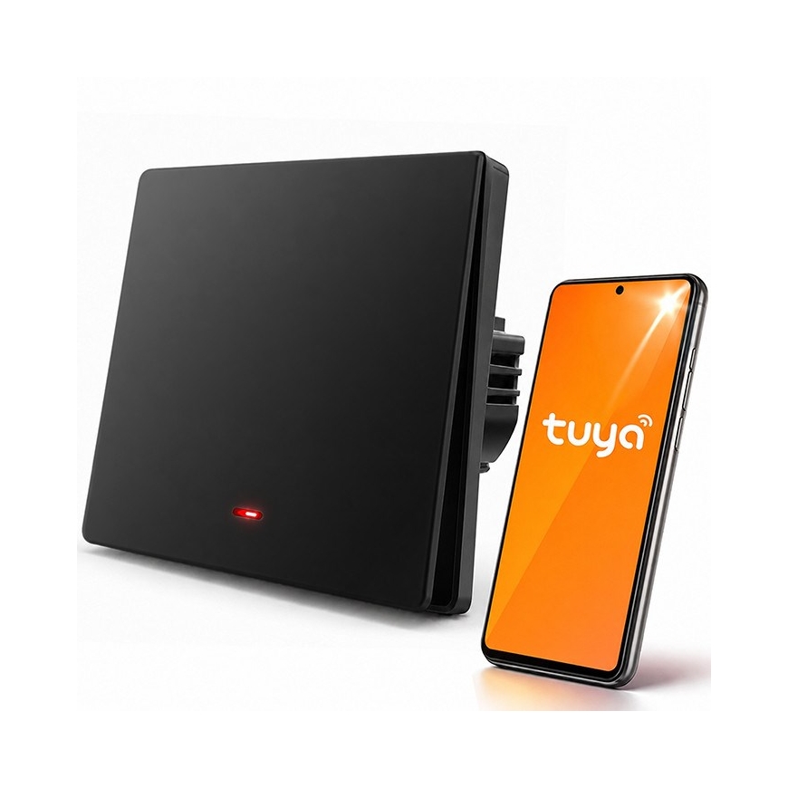Qoltec 52722 Smart 1-Gang Light Switch | Wi-Fi | Timer | Tuya | Smart life | Black