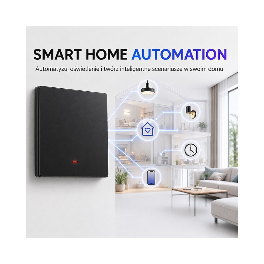 Qoltec 52722 Smart 1-Gang Light Switch | Wi-Fi | Timer | Tuya | Smart life | Black – 2