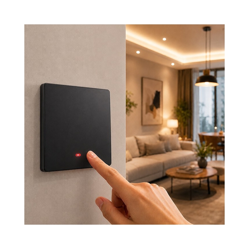 Qoltec 52722 Älykäs 1-nappinen valokytkin | Wi-Fi | Ajastin | Tuya | Älykäs elämä | Musta – 3