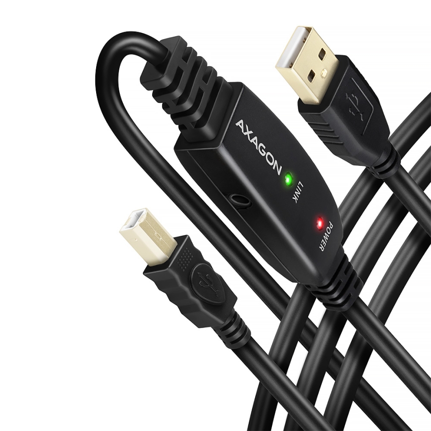 Axagon ADR-215B USB 2.0 A-M - B-M active connecting/repeater cable 15m - Kabel - Digital/Daten USB c – 2