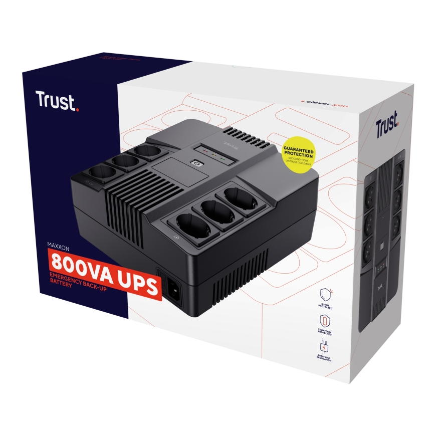 Trust Maxxon UPS-virtalähde 0,8 kVA 6 AC-pistorasia(a) – 4