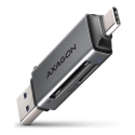 Axagon CRE-DAC USB-C+ USB-A 5 Gbps MINI card reader 2-slot & lun SD/microSD karšu lasītājs USB 3.0 T Axagon CRE-DAC USB-C+ USB-A 5 Gbps MINI card reader 2-slot & lun SD/microSD karšu lasītājs USB 3.0 T