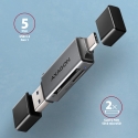 Axagon CRE-DAC USB-C+ USB-A 5 Gbps MINI 2-slot & lun SD/microSD card reader USB 3.0 Type-A/Type-C Gr
