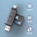 Axagon CRE-DAC USB-C+ USB-A 5 Gbps MINI 2-slot & lun SD/microSD card reader USB 3.0 Type-A/Type-C Gr