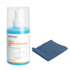 Ekrano valymo rinkinys - LUMIVIDA 200ml bealkoholiniai purškiklis ir 150x170mm šluostė