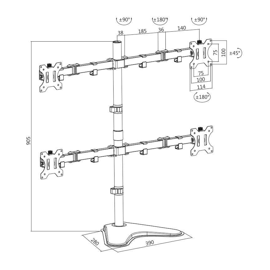 Logilink BP0046 Četru monitoru galda statīvs 13"-32'''' – 2