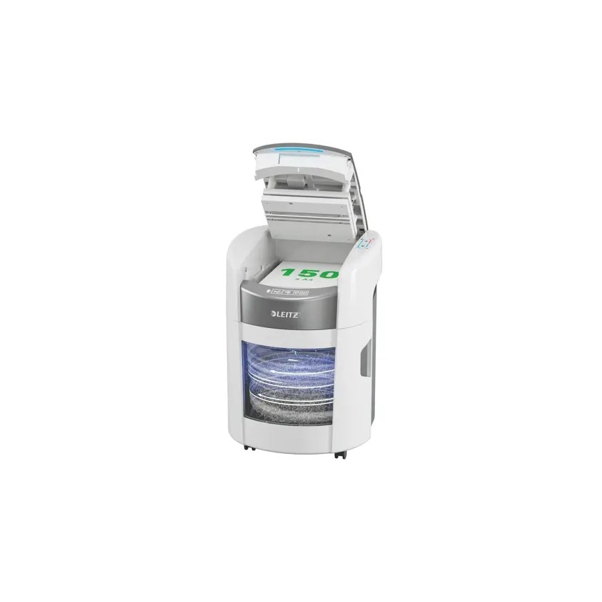 Leitz IQ Optimax AutoFeed 150 80380000 papīra šķēlētājs, P4, 150 lapas, 15 litru atkritumu tvertne