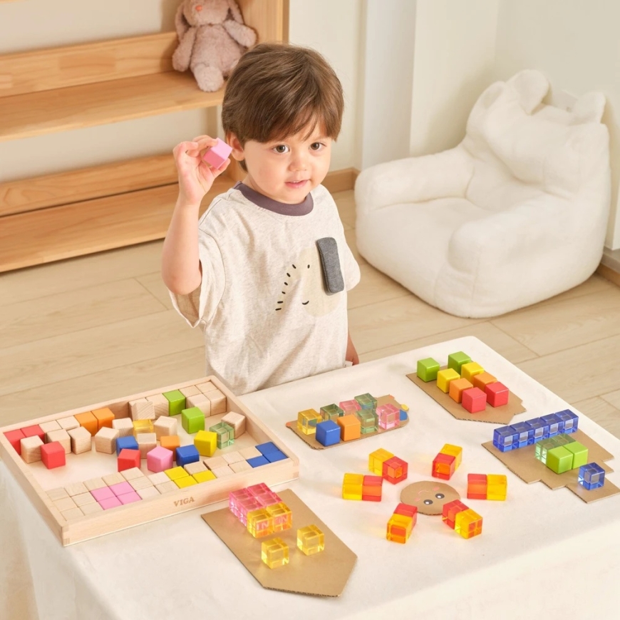 Viga Toys VIGA Krāsainie Gaismas Bloki, izgatavoti no akrila un koka, 108 gab. – 3