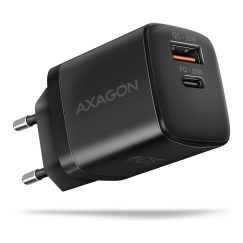 Axagon ACU-PQ30 Ladegerät QC3.0, 4.0/AFC/FCP/PPS/Apple+ PD USB-C, 30W - schwarz - Kompaktes Ladegerät - 1x USB-C und 1x USB-A