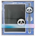 Užrašų knygelės ir rašiklio rinkinys 2-in-1 Nimmy New Big-Eye Cute Pets 2.0 Panda, juodos spalvos