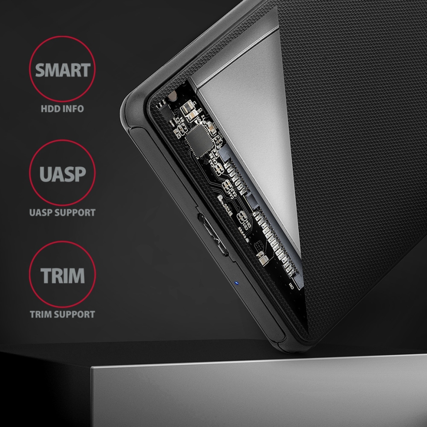 Axagon EE25-SL корпус для накопителя Чехол дляжестких и твердотельных дисков Черный 2.5" – 4
