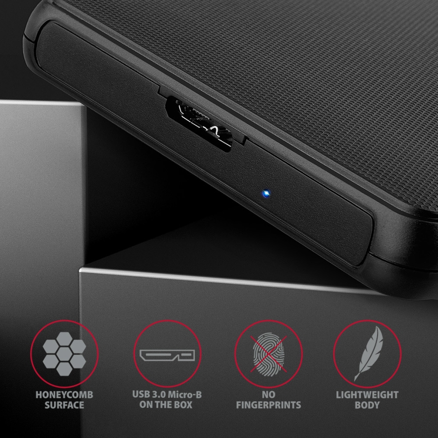 Axagon EE25-SL tallennusaseman kotelo HDD-/SSD-kotelo Musta 2.5" – 5