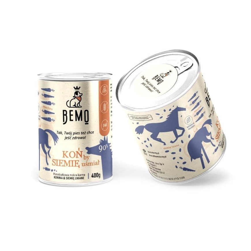 BEMO Hobune na siemne naer Mono - märg toit koertele - 400g