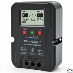 Qoltec 24V pingetasa regulaator 2 x 12V akudele | 5A | AGM GEL LiFePO4 | LCD