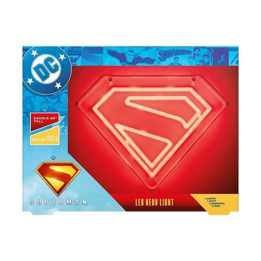 Paladone Superman sienā stiprināms LED neona gaismas spilventiņš – 4