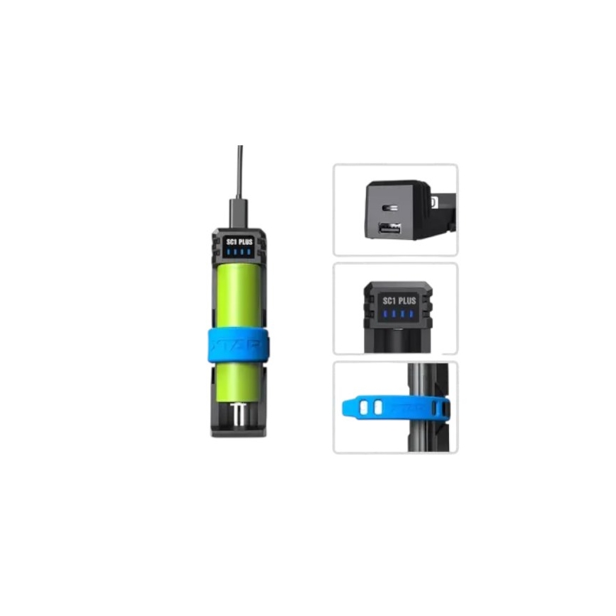 Kiire laadija akudele 3.7V/1.2V XTAR SC1+ USB-C power bank – 4