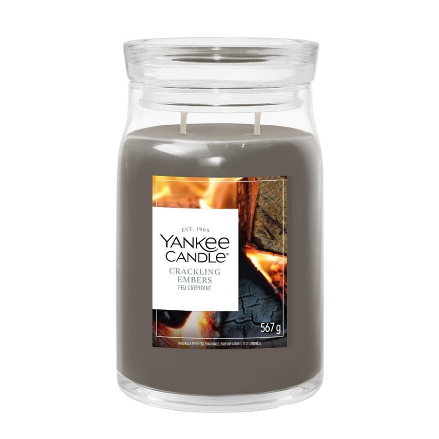 Yankee Candle Crackling Embers vaško žvakė cilindre, medžio pilka, 1 vnt.