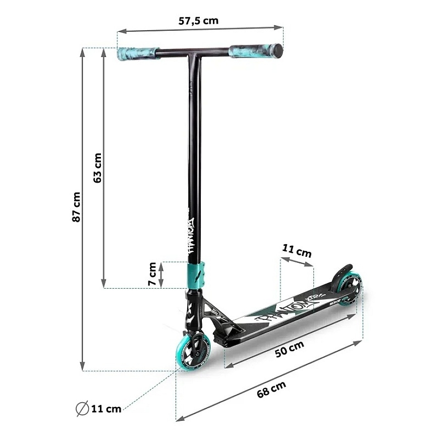 Трюковый самокат SOKE XTR, черно-бирюзовый – 3