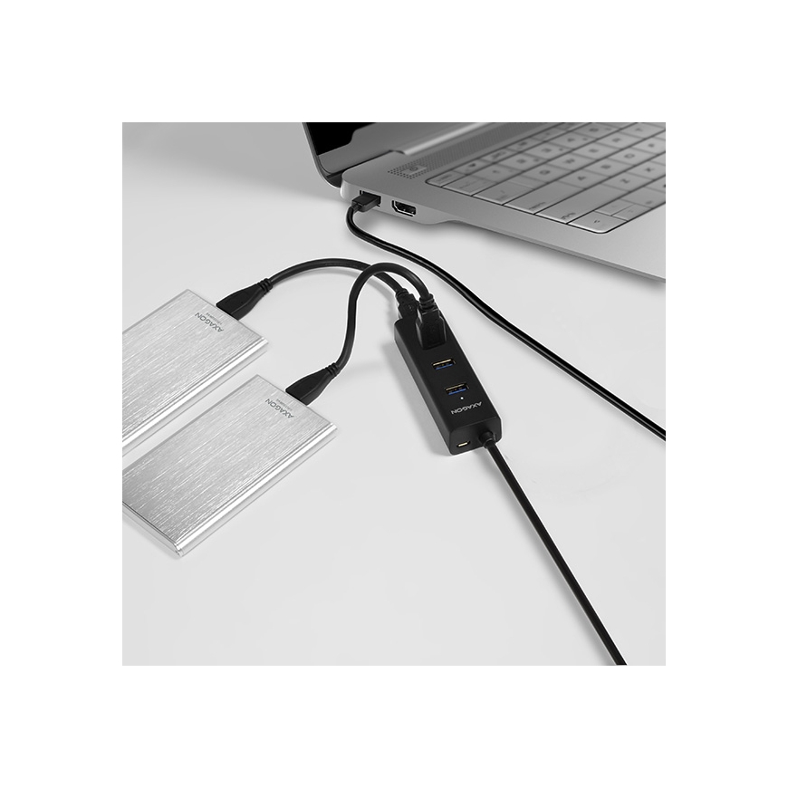 Axagon HUE-S2BL sąsajos šakotuvas USB 3.2 Gen 1 (3.1 Gen 1) Type-A 5000 Mbit/ai Juoda – 2