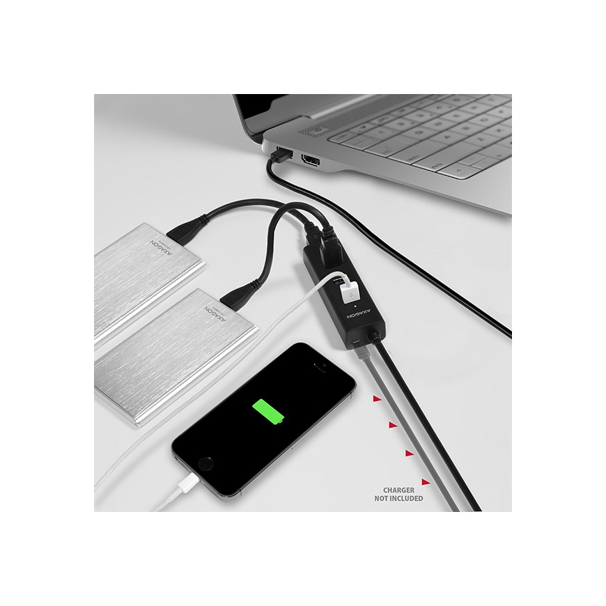 Axagon HUE-S2BL keskitin USB 3.2 Gen 1 (3.1 Gen 1) Type-A 5000 Mbit/s Musta – 3