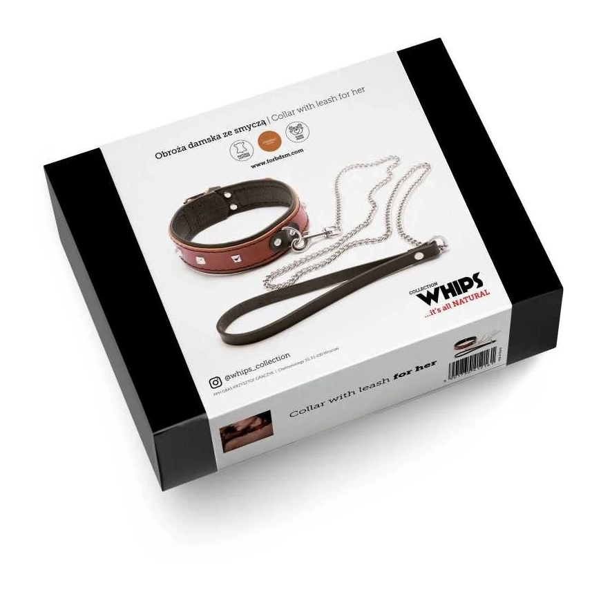 Whips Collections Bindings-WHIPS naiste kaelus koos rihmaga, konjak – 3