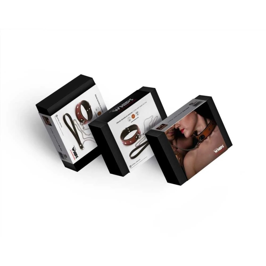 Whips Collections Bindings-WHIPS moteriška apykaklė su pavadėliu, konjakas – 4