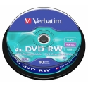 Verbatim DVD-RW Matt Sudrabs 4.7GB 10 iepakojumā Verbatim DVD-RW Matt Sudrabs 4.7GB 10 iepakojumā