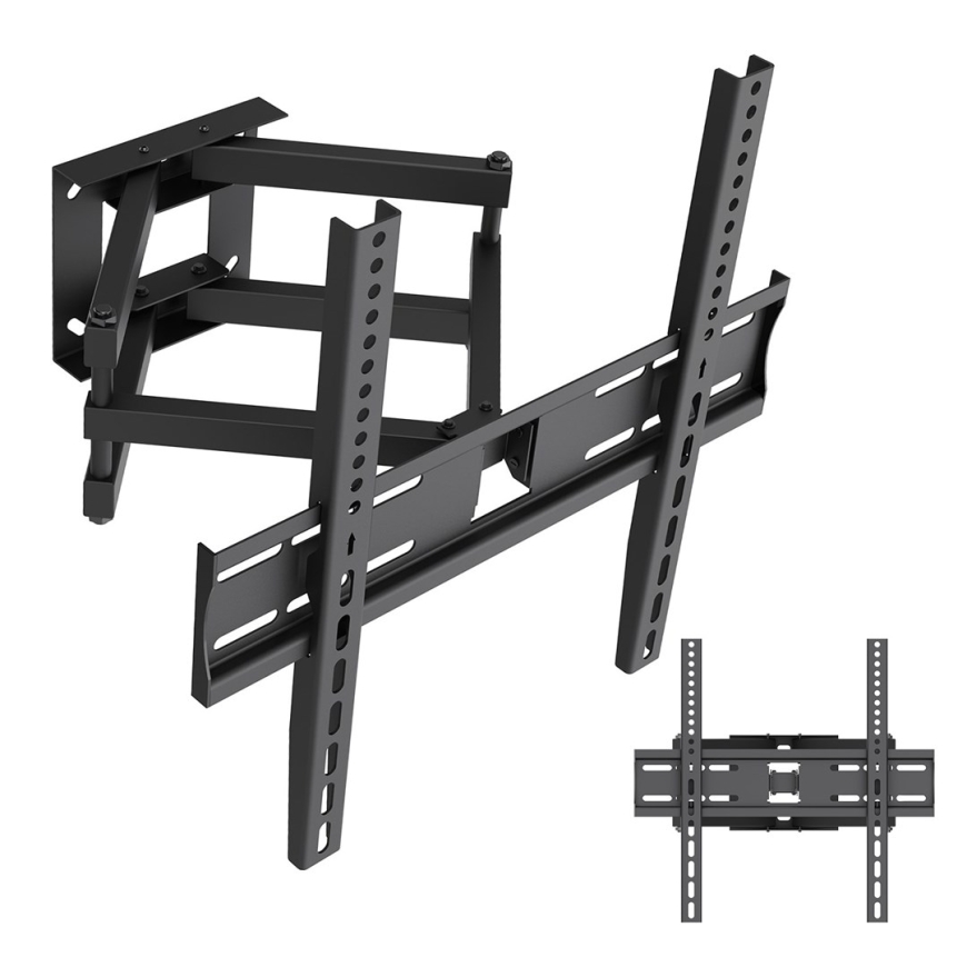 Maclean TV Mount / Bracket, max VESA 400x400, 32-70", up to 40 kg, black, tilt adjustment +12°–-12° and swivel adjustment +60°–-