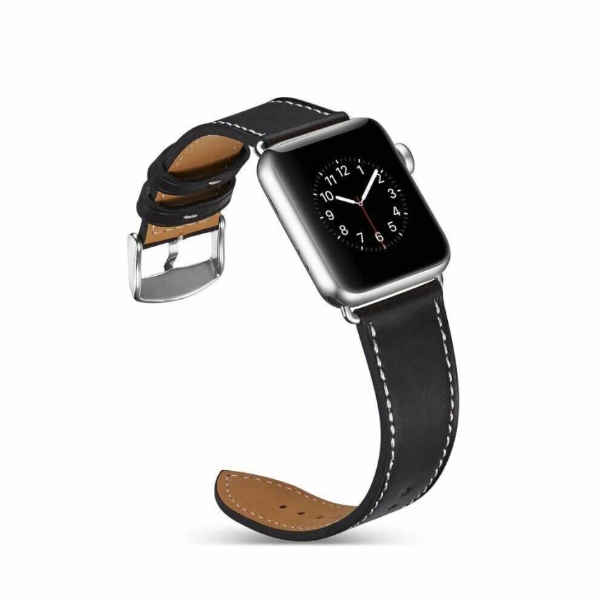 Riff Apple iWatch серия 38 / 40 / 41 мм черный кожаный ремешок – 2