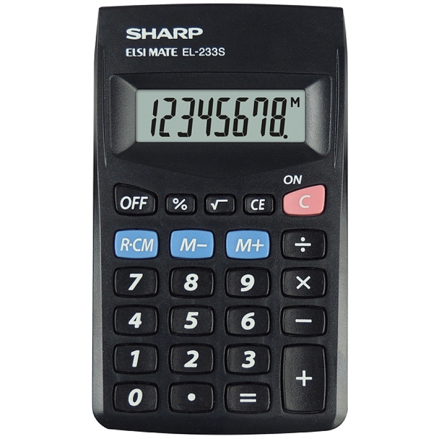Sharp EL-233S kalkulaator Tasku Tavaline kalkulaator Must