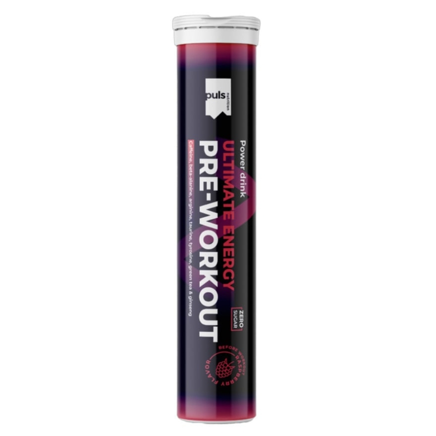 Puls Nutrition Pre-Workout Effervescent Tablets, Raspberry, 20 Tablets