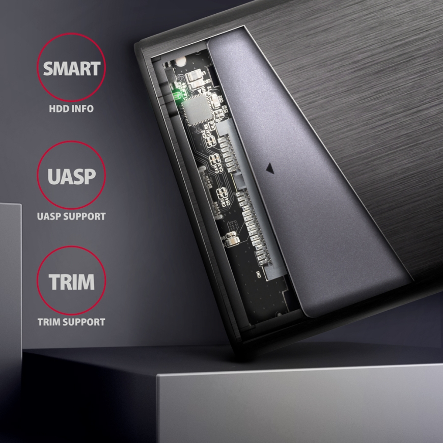 Axagon EE25-A6M tallennusaseman kotelo HDD-/SSD-kotelo Musta 2.5" – 4