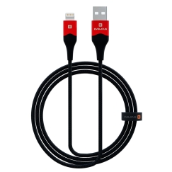 Кабель передачи данных Apple Lightning MFI09, алюминиевый корпус + плетеный, черный-красный