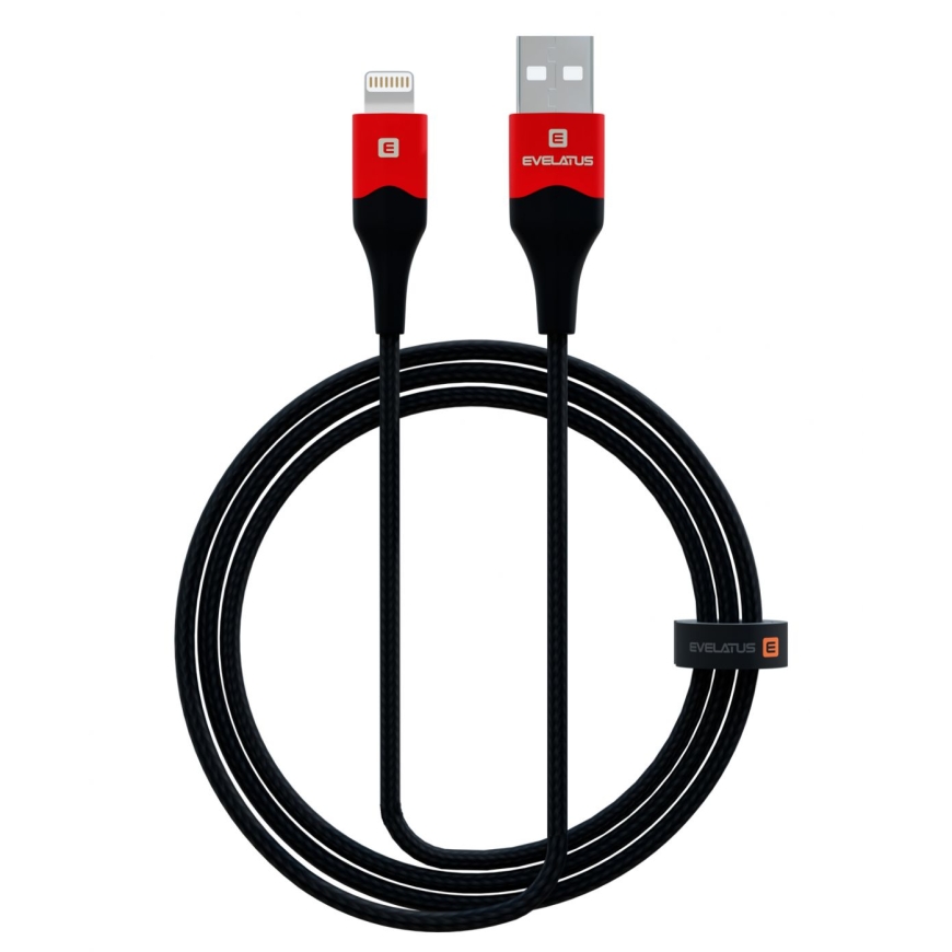 Кабель передачи данных Apple Lightning MFI09, алюминиевый корпус + плетеный, черный-красный